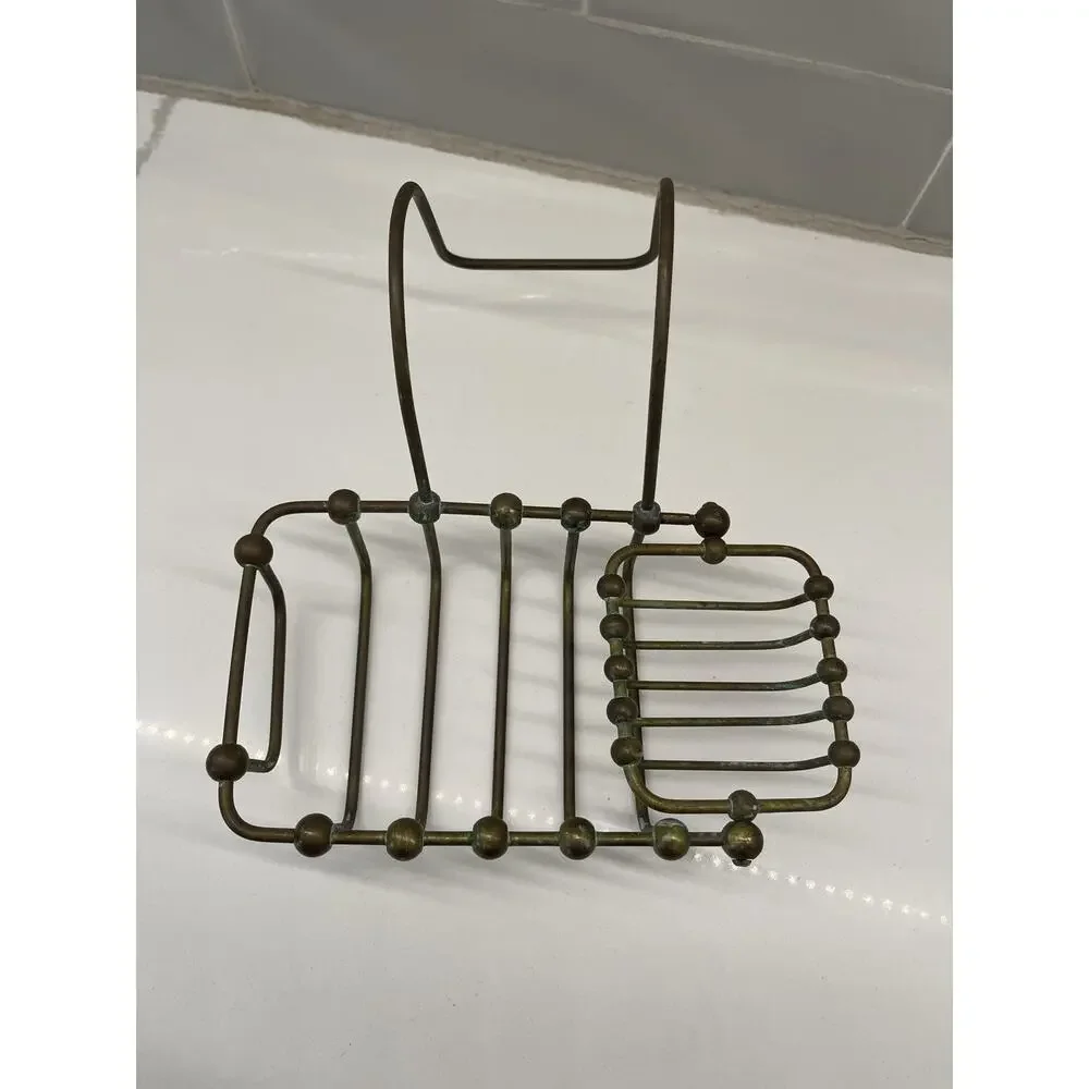 Vintage Brass Soap and Sponge Holder for 7' Clawfoot Tubs Patina Brass Finish